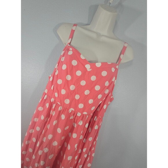 Torrid Midi Challis Sweetheart Dress Peach & White Polka Dot Swing Dress sz 2 BC - Picture 3 of 7
